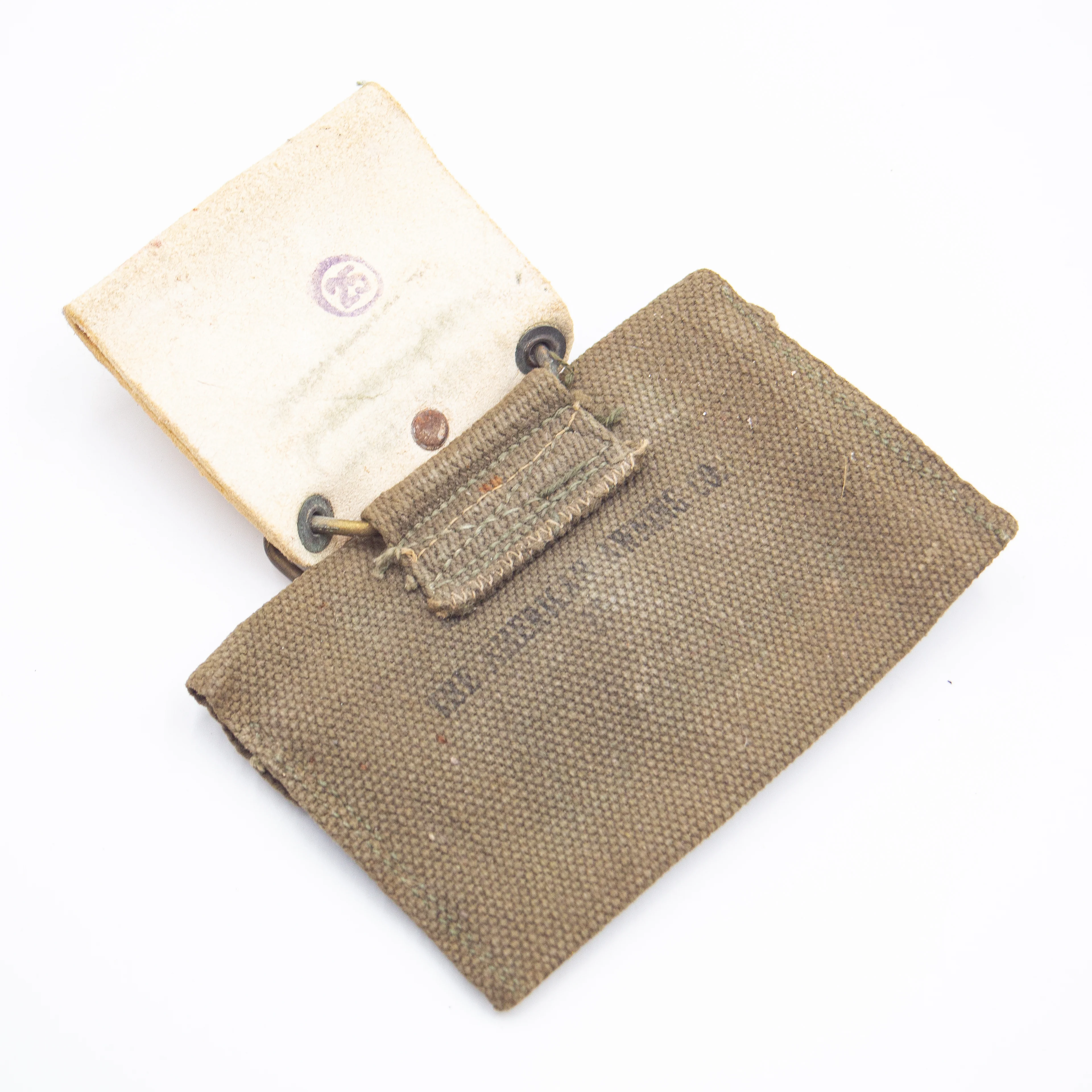 1940s WW2 US Army M1942 First Aid Carlisle Dressing Pouch & Leather Belt Loop - Image 2