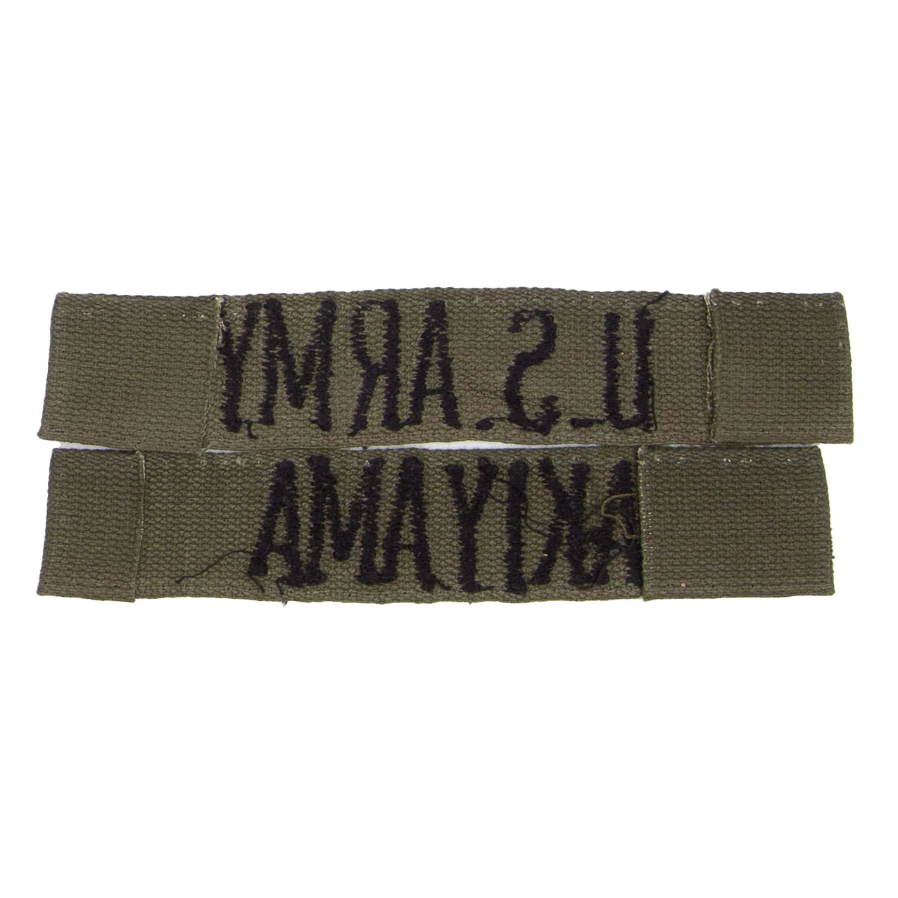 1960s US-Made Subdued Embroidered 'Akiyama' US Army / Name Tape Set - Image 2