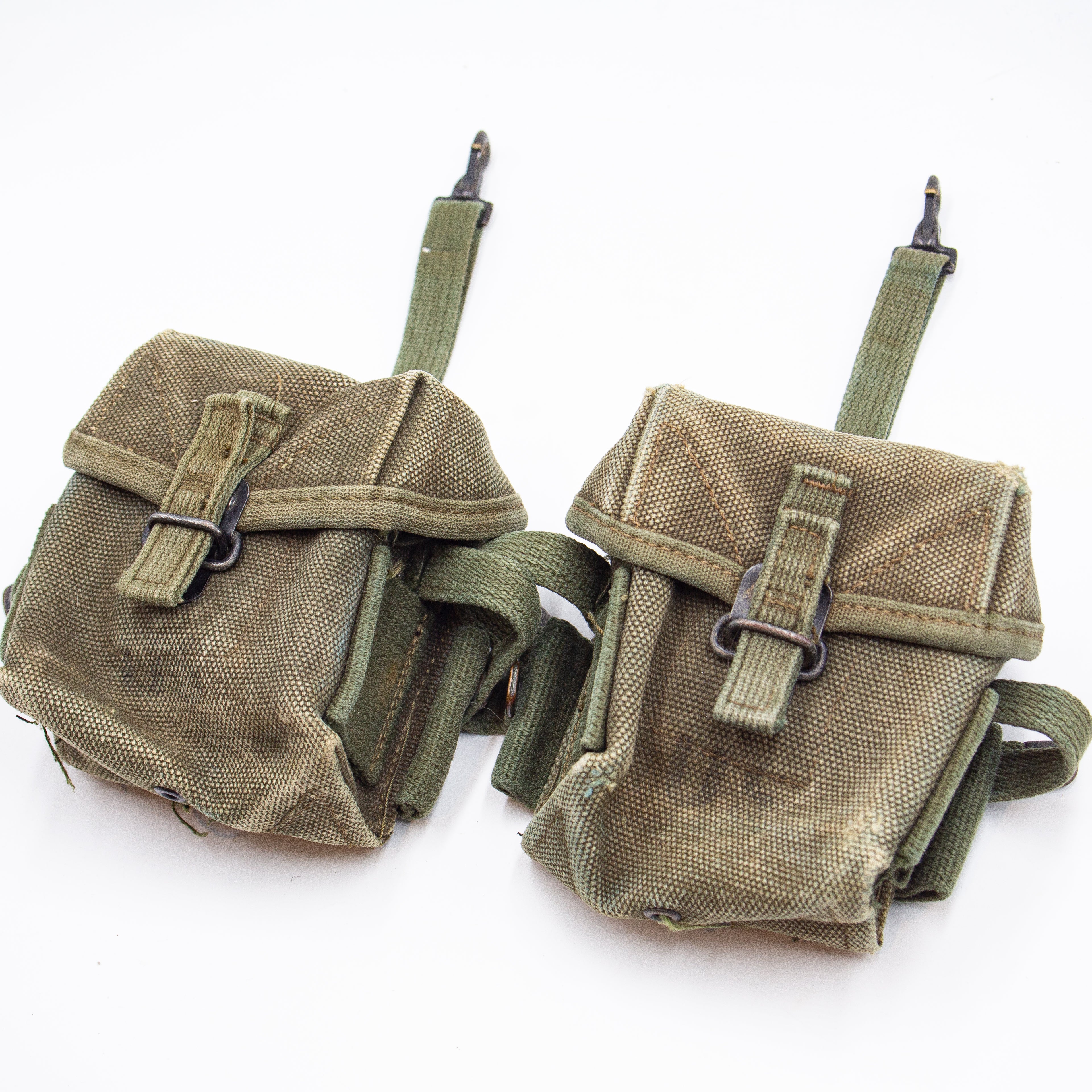2x Rare 60s Vietnam War M-1956 Short Ammunition Pouch Set - Image 2