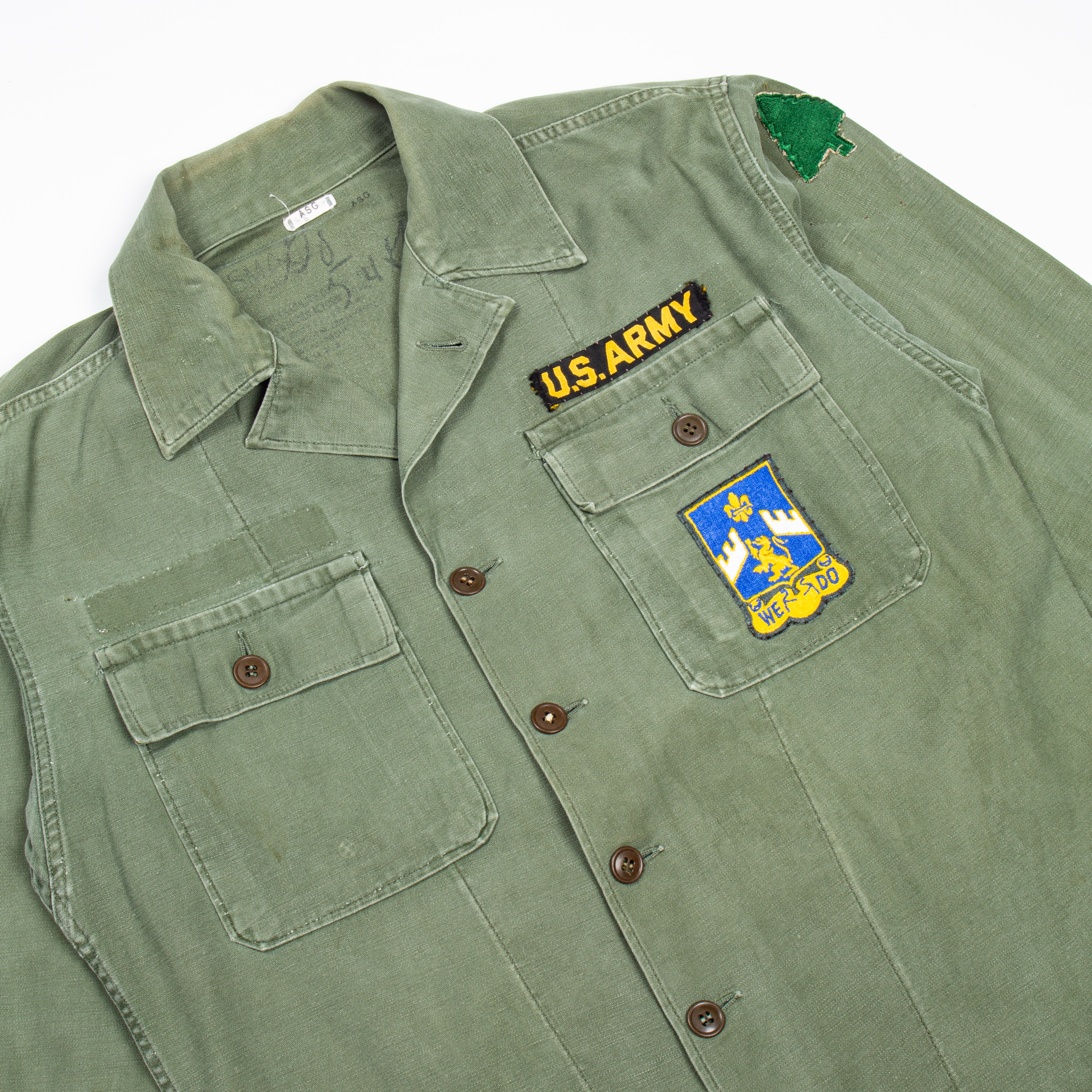 60s Vintage 363rd Inf. Rgt. OG-107 Sateen Utility Shirt - Medium - Image 2