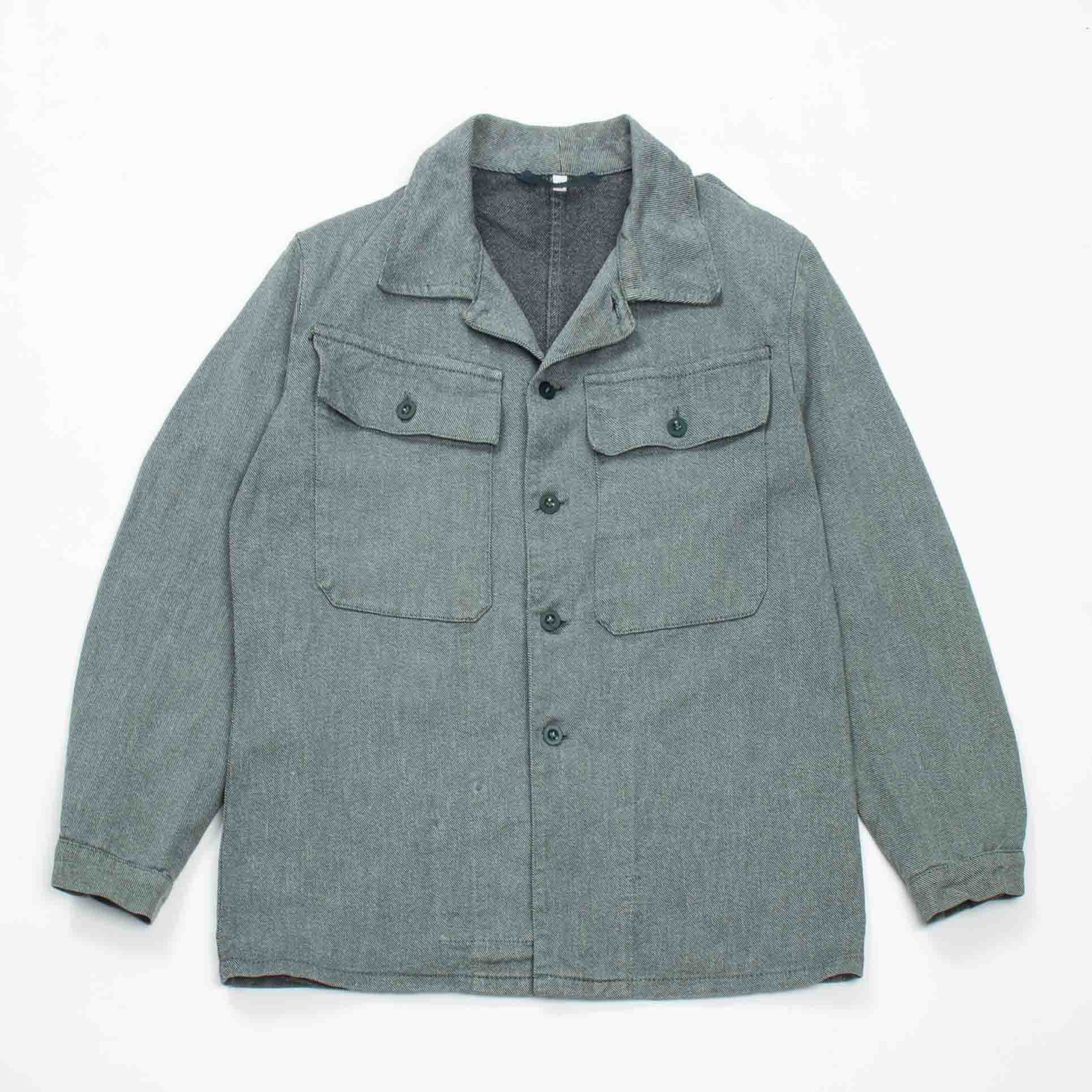 60s Vintage Swiss Army Salt & Pepper Denim Chore Jacket - Medium