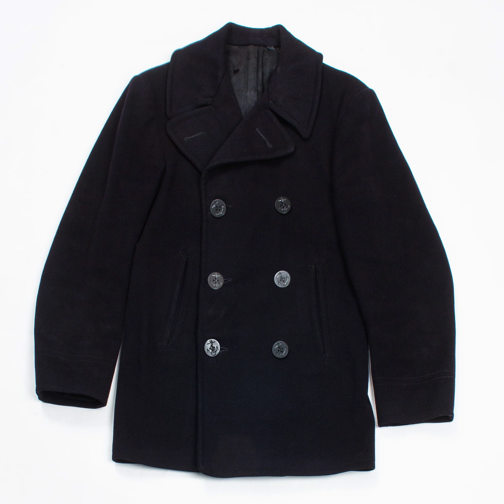60s Vintage US Navy Black Pea Coat - X-Small