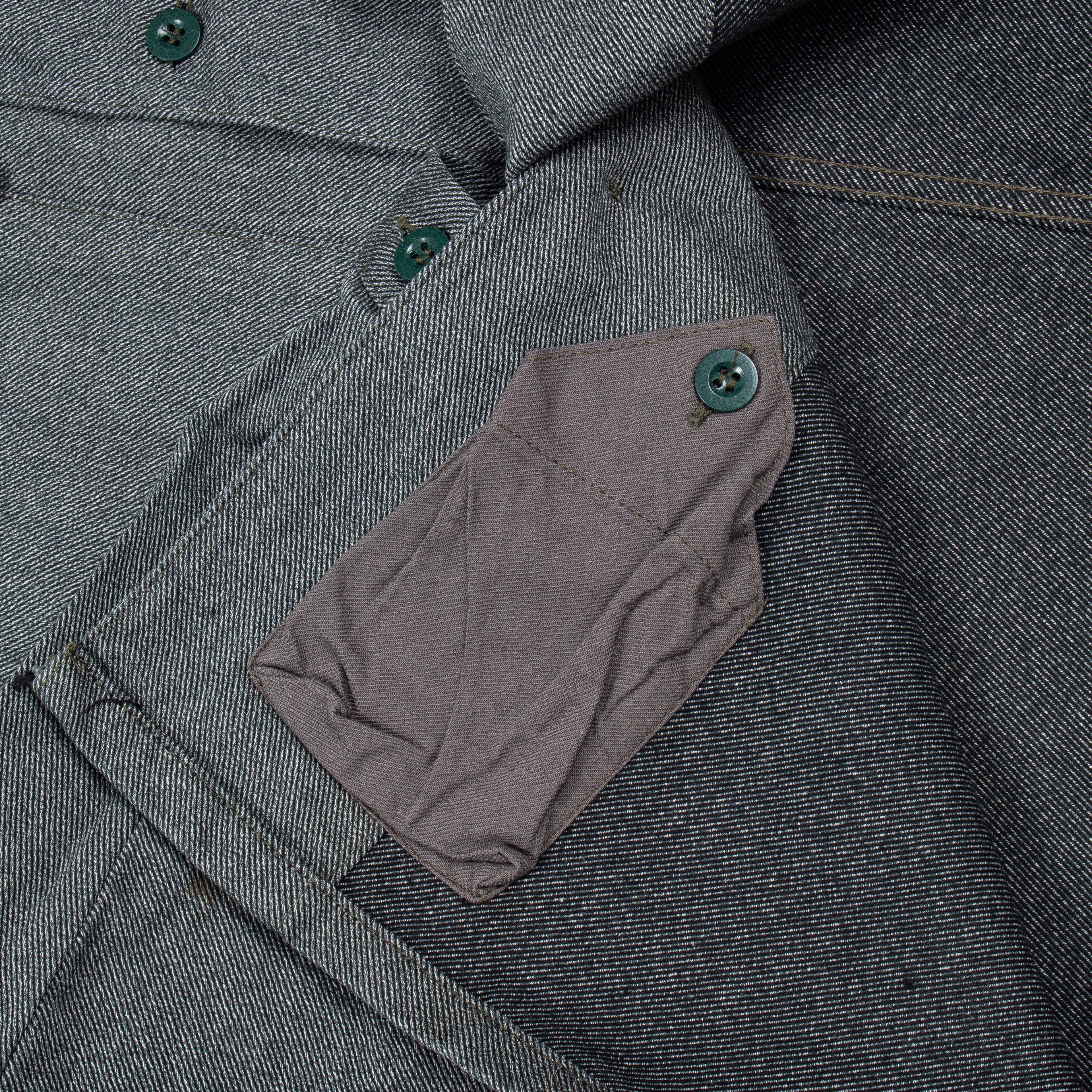 70s Vintage Swiss Army Salt & Pepper Denim Chore Jacket - Large - Image 6
