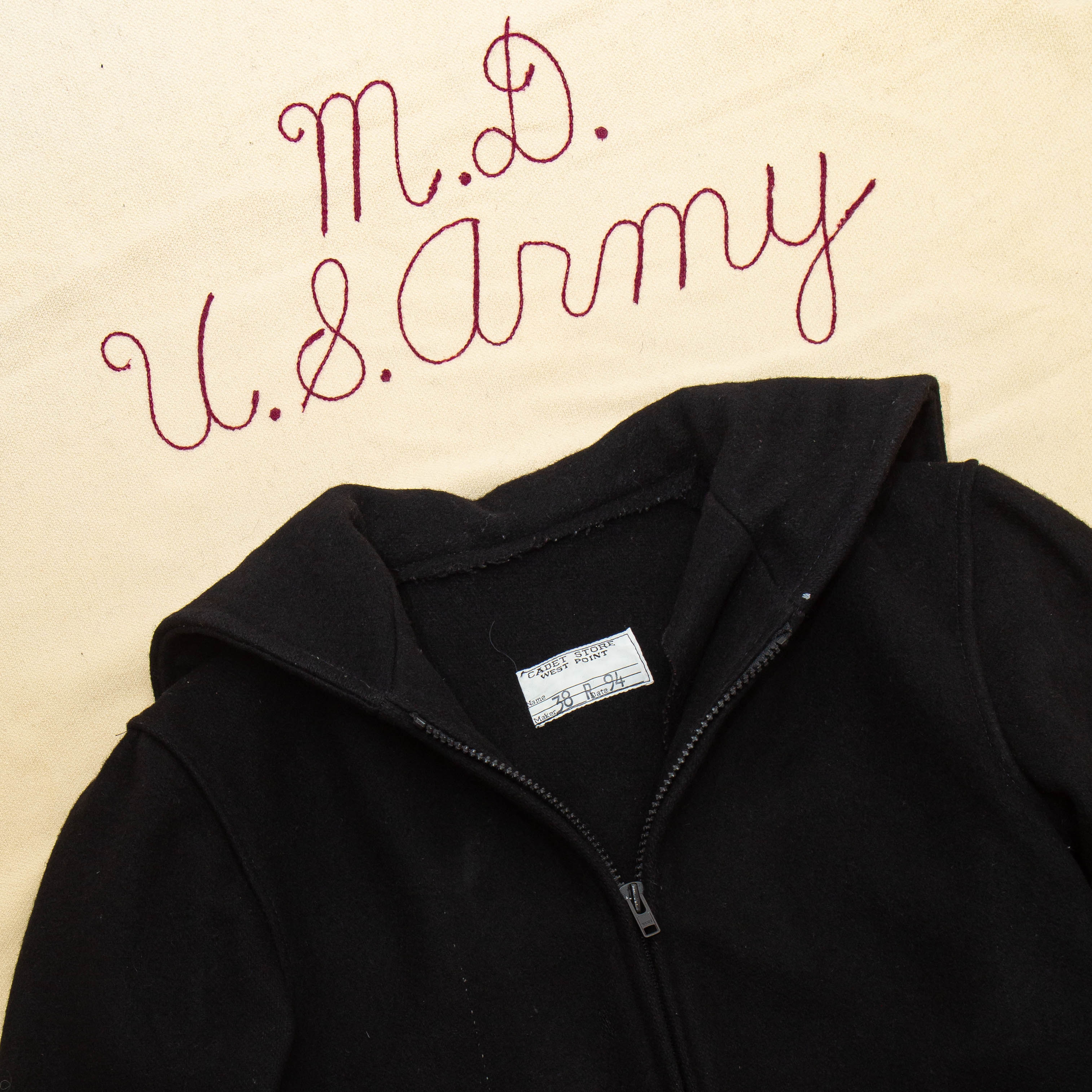 90s Vintage West Point USMA Black Wool Hooded Jacket - Medium - Image 3