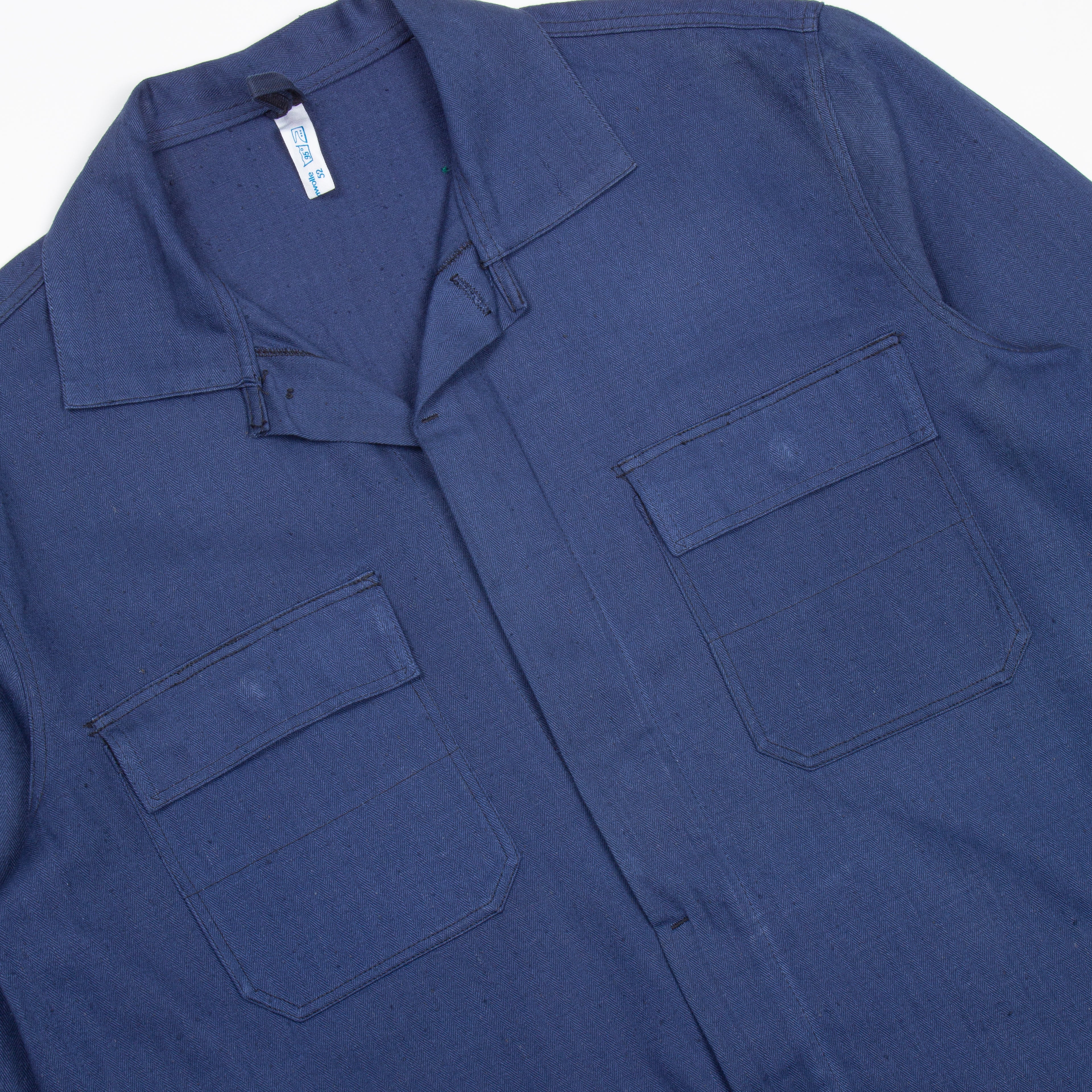 Deadstock 70s Vintage German Blue HBT Chore Shirt Jacket - Large - Image 2