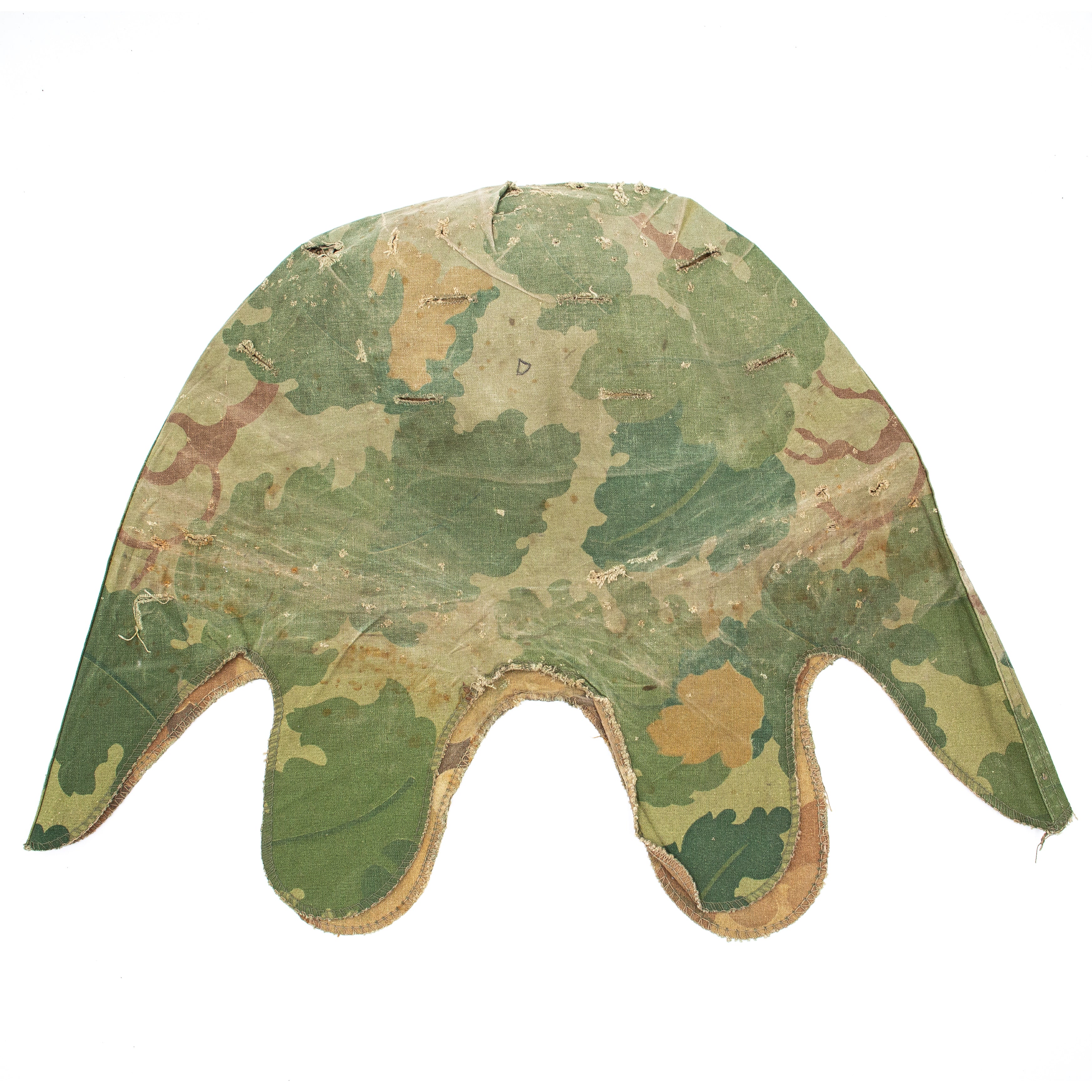 Original Vietnam War "Low-Cut" Double-Stamped Mitchell Pattern M1 Helmet Cover - Image 2