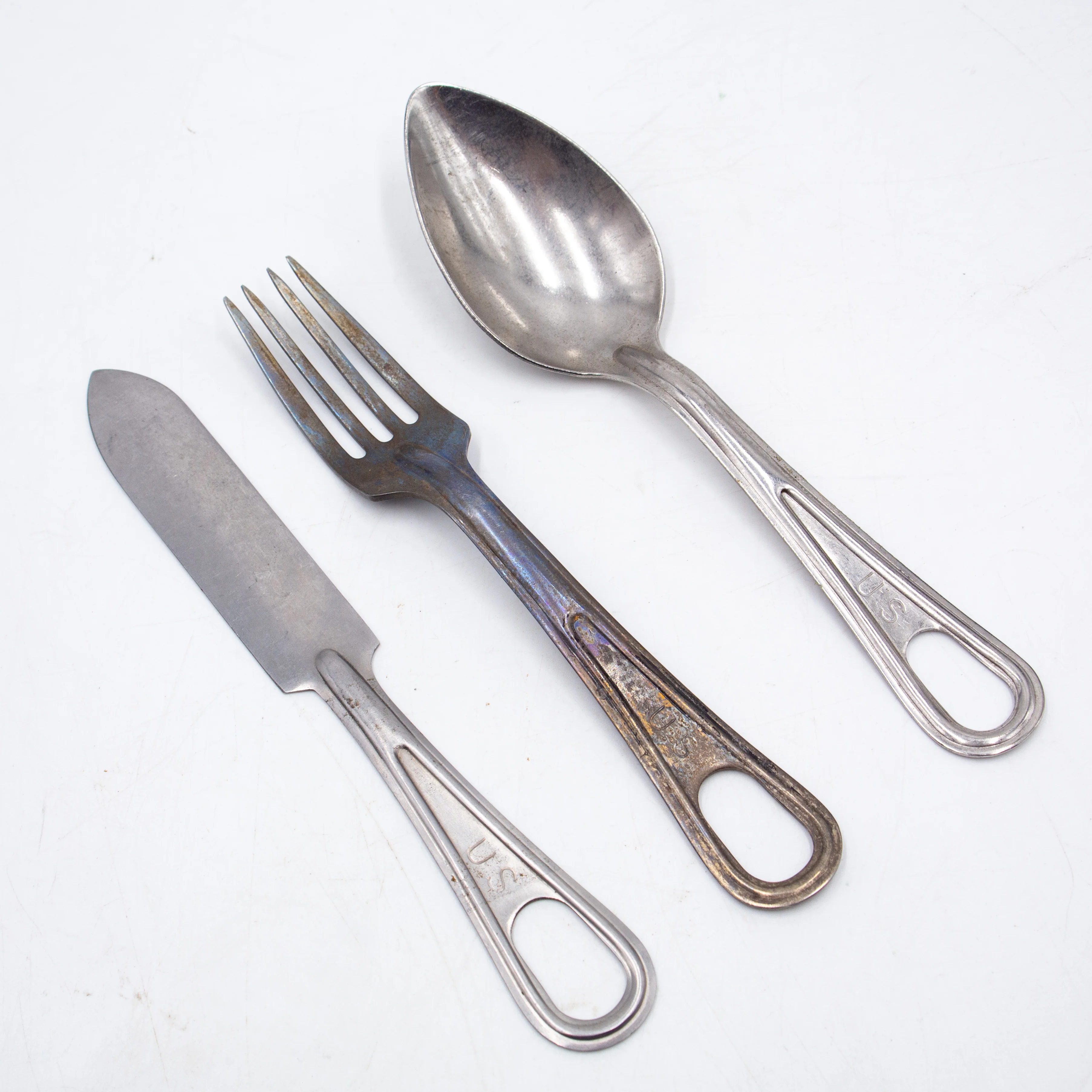 Original WW2-Vietnam War Mess Knife, Fork & Spoon Cutlery Set